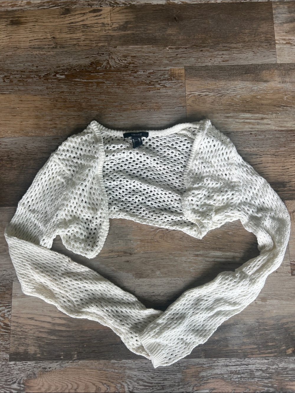 Forever 21 White Open-Knit Bolero Sweater Shrug